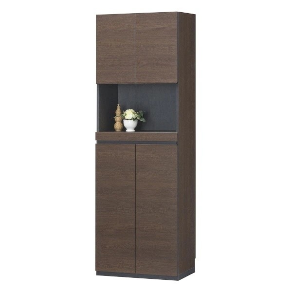 シューズラック おしゃれ 幅60 飾り棚付き 壁面収納 高さ180 ダークブラウン