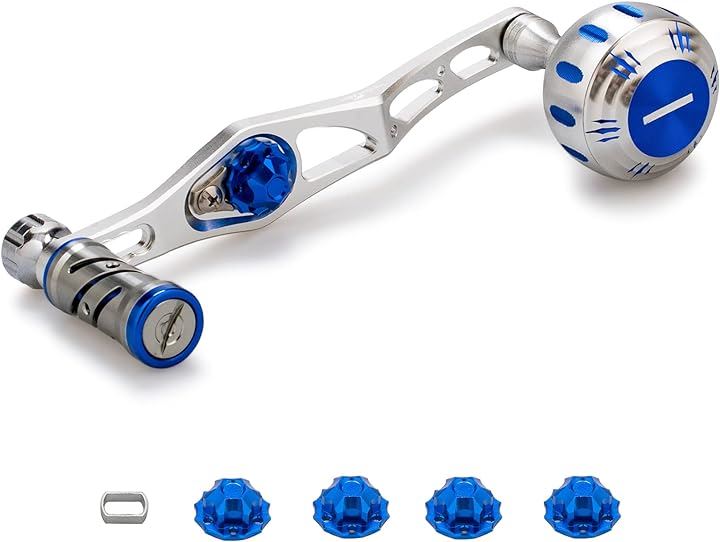 改良型 70/45mm リール ハンドル バランス型 シマノ SHIMANO ダイワ DAIWA アブ Abu ベイトリール 通用( シルバー/ブルー(ノブ)＆シルバー(ハンドル)