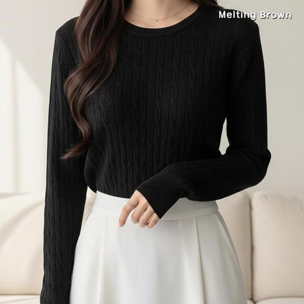 女性ラウンドネックケーブルニット IT01 4,547円