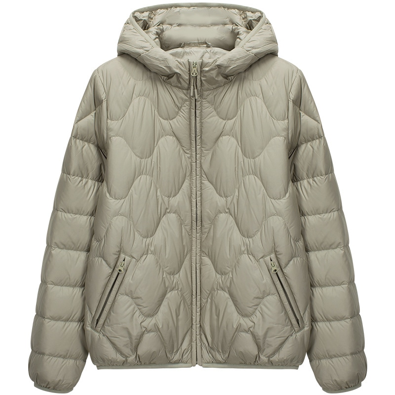 90ホワイトダックダウン薄手ダウンジャケットレディースショート2025秋冬新作フード付きカジュアル暖かいライトジャケットトレンド