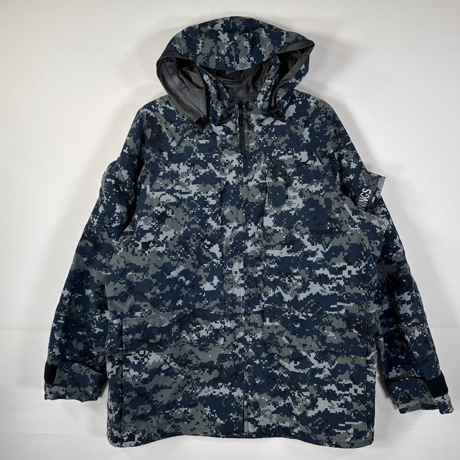 古着 ミリタリージャケット ECWCS GORE-TEX ゴアテックスパーカー ナイロン デジカモ 迷彩 米軍 実物 medium short ネイビー メンズ