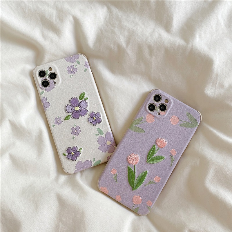 注目ショップ・ブランドのギフト 韓国スタイルの新鮮な紫色の花1211ProMaxアップルx携帯電話ケー iPhone 11