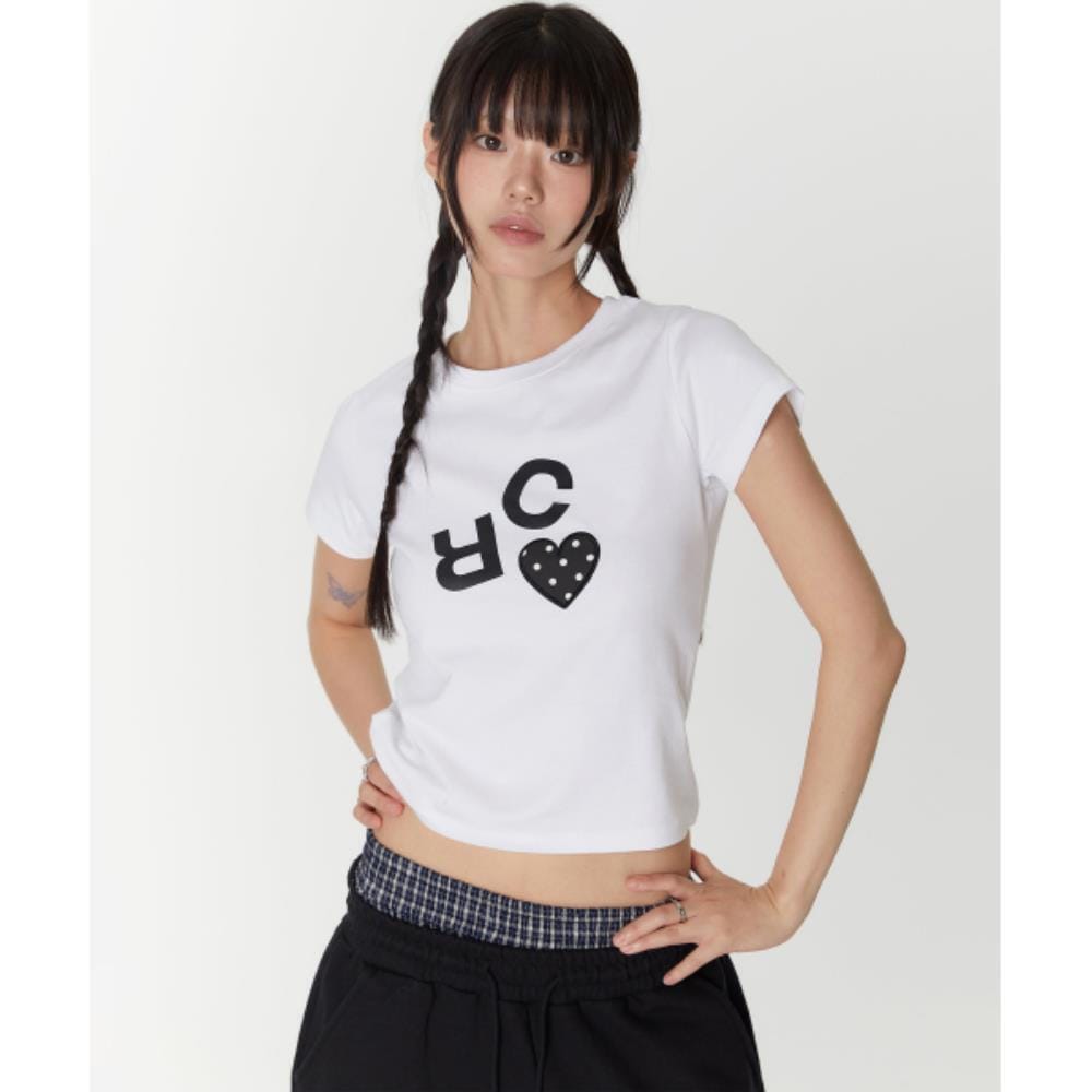 ROCKCAKE Dot Heart Crop Top White RC25TP25000WH
