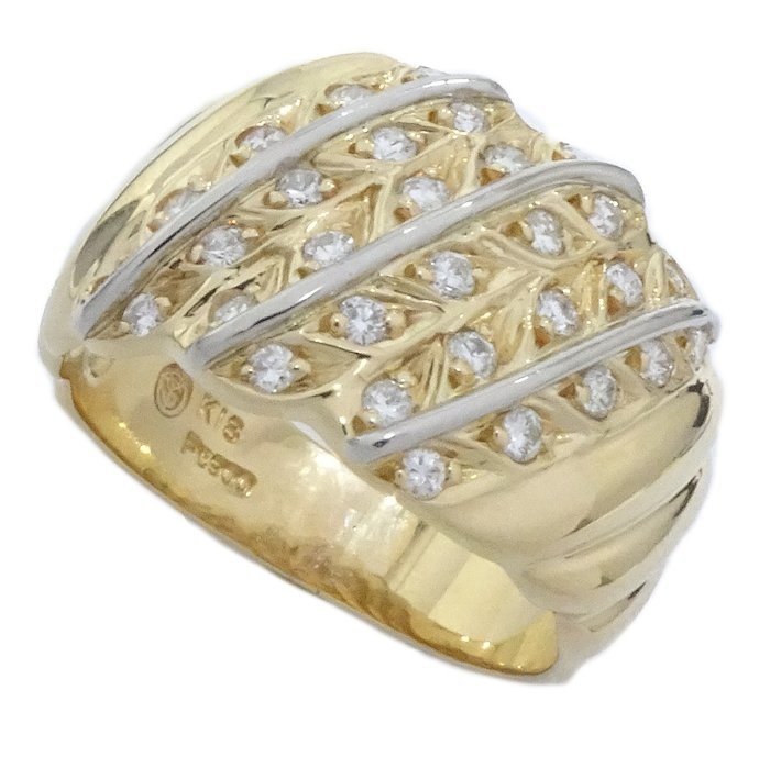 ダイヤモンド0.35ct 13号 リング 指輪 K18YG イエローゴールド × Pt900プラチナ / 64864【中古】