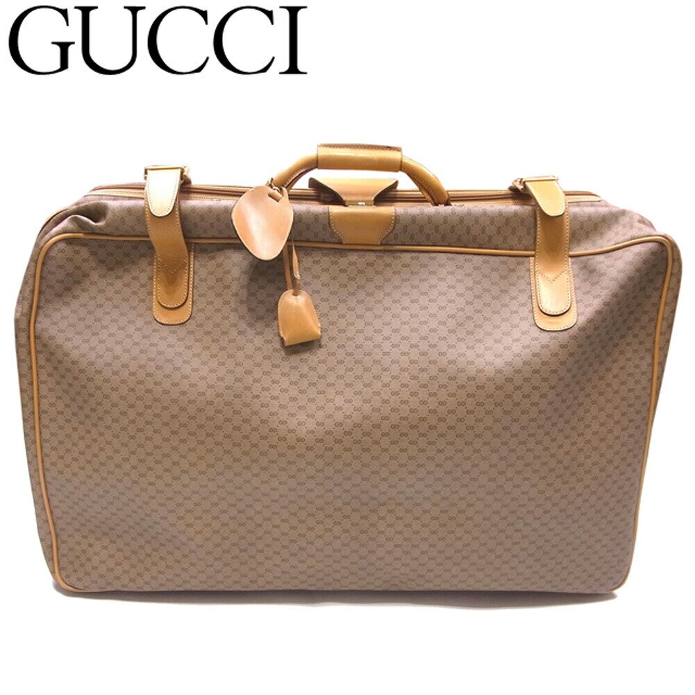 トランクケース トランクバッグ 旅行用 マイクロGG レディース メンズ オールドグッチ ベージュ ブラウン ゴールド 中古