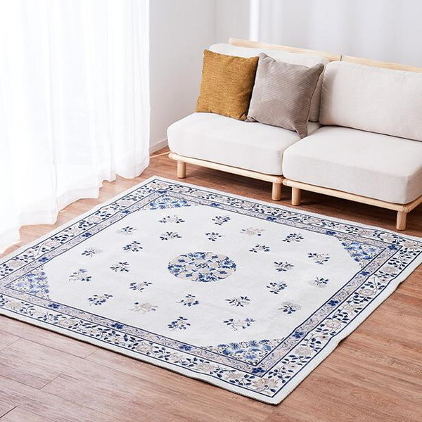 240632512 シノワズリデザインのプリントラグ ミュゲ 190240 アイボリー メーカー直送