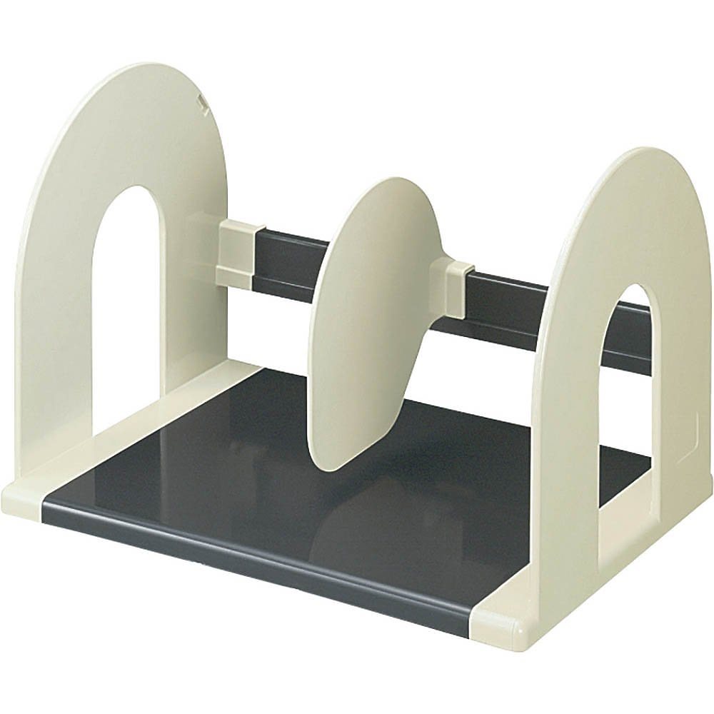 （まとめ買い）ブックスタンド 320mm幅 可動仕切板 灰 BS-121NM [x3]