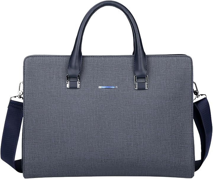 大容量 ビジネス バッグ メンズ PC収納 14インチ 対応 PUレザー 通勤 通学 手提げ ショルダー 斜め掛け 3WAY (ネイビー)