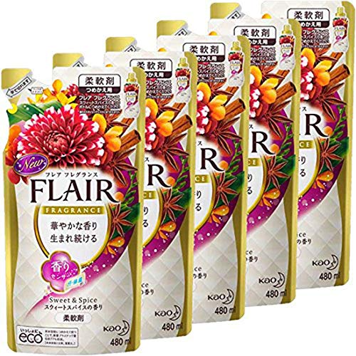 フレア フレグランス 柔軟剤 スウィート＆スパイスの香り 480mL 詰め替え5個セット