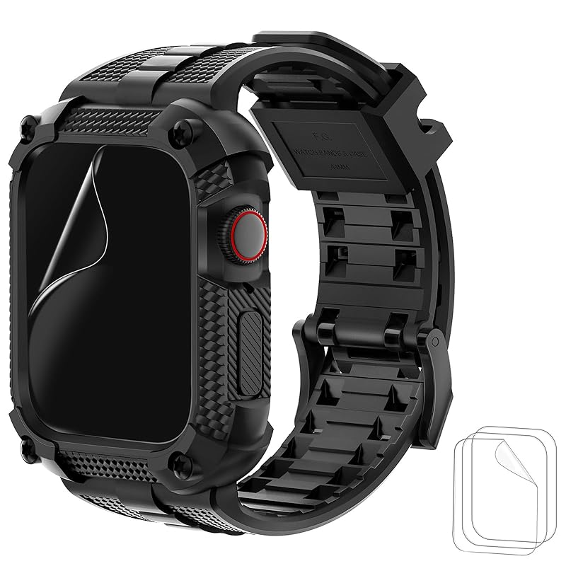Wristitani Warrior Apple Watch バンド 41mm/45mm 一体型 ケース 耐衝撃 TPU アップルウォッチ バンド 3Dフルカバーフィルム iWatch Series