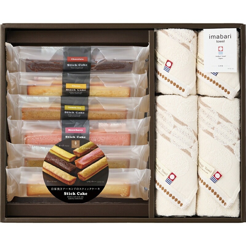 （ギフト）今治タオル&スイーツ グリーンモードエコドットタオル&スティックケーキギフト C-D