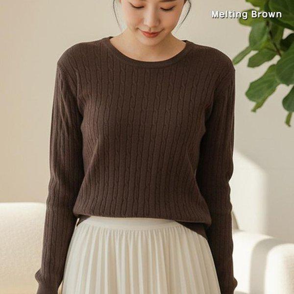 女性ラウンドネック長袖ニット IT01