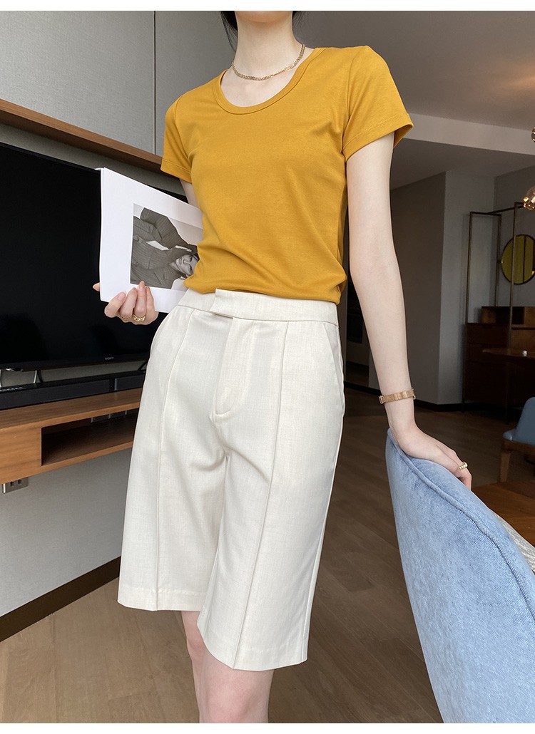 2025春夏新作通勤ホワイトカラーストレートワイドパンツミディアムパンツミディアムパンツOLモダンフェミニンパンツ