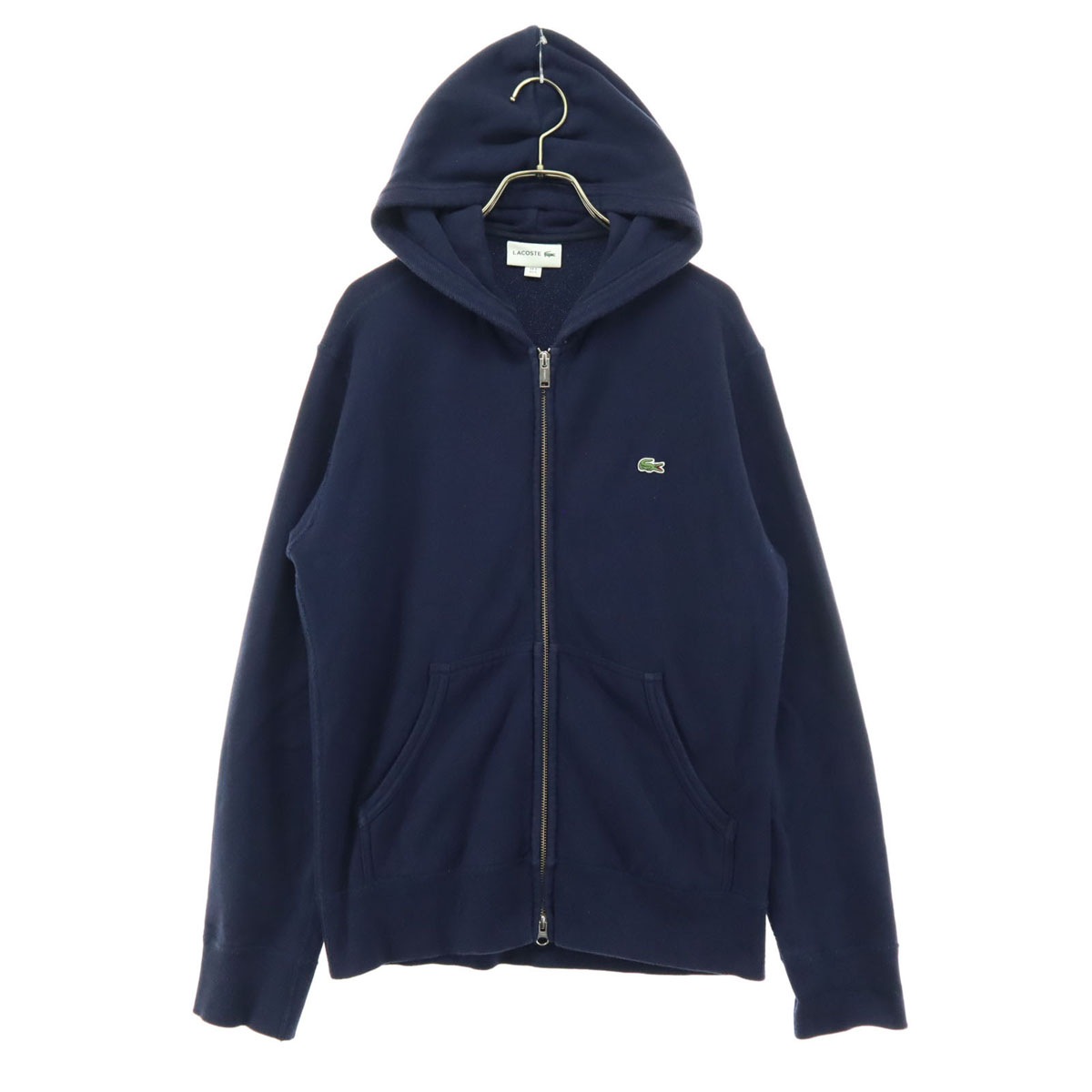 美品 ワンポイント 長袖 パーカー S ネイビー メンズ 古着