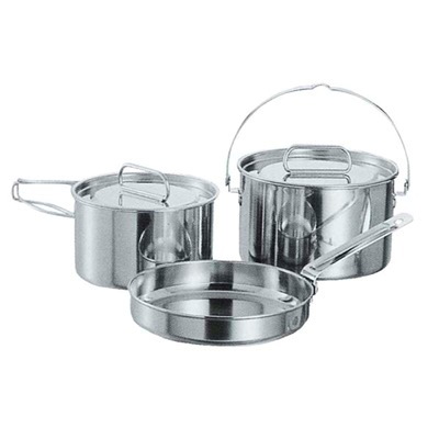 ステンレスクッカー Mセット ラグナ 18cm鍋 16cm鍋 フライパンの3点セット（クッカーセット/片手鍋/持ち手付き/ステンレス鍋）