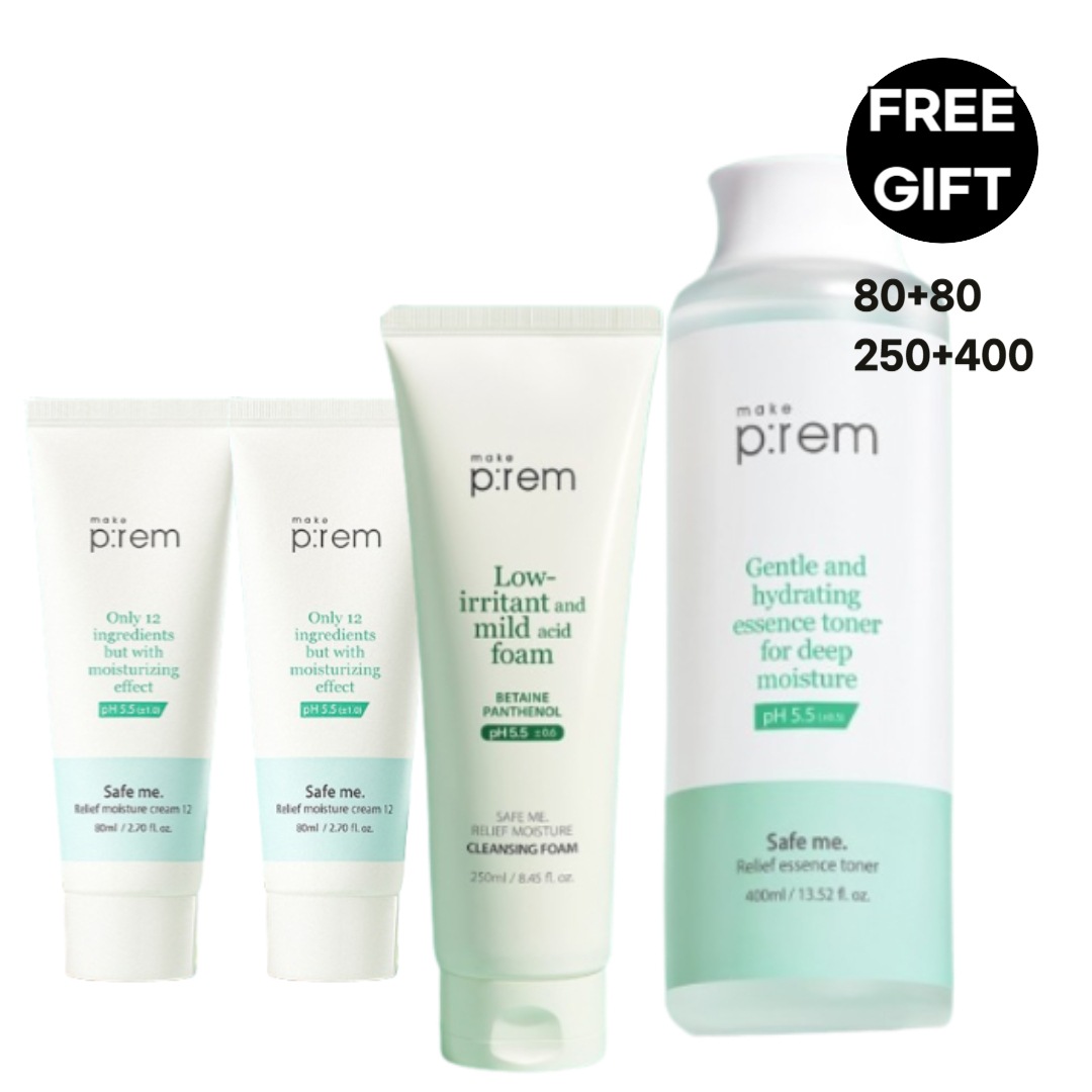 セーフミレリーフモイスチャークリーム12 80ml + 80ml +トナー400ml +フォーム250ml /48時間安心/水分クリーム/保湿改善/ph5.5 11,318円