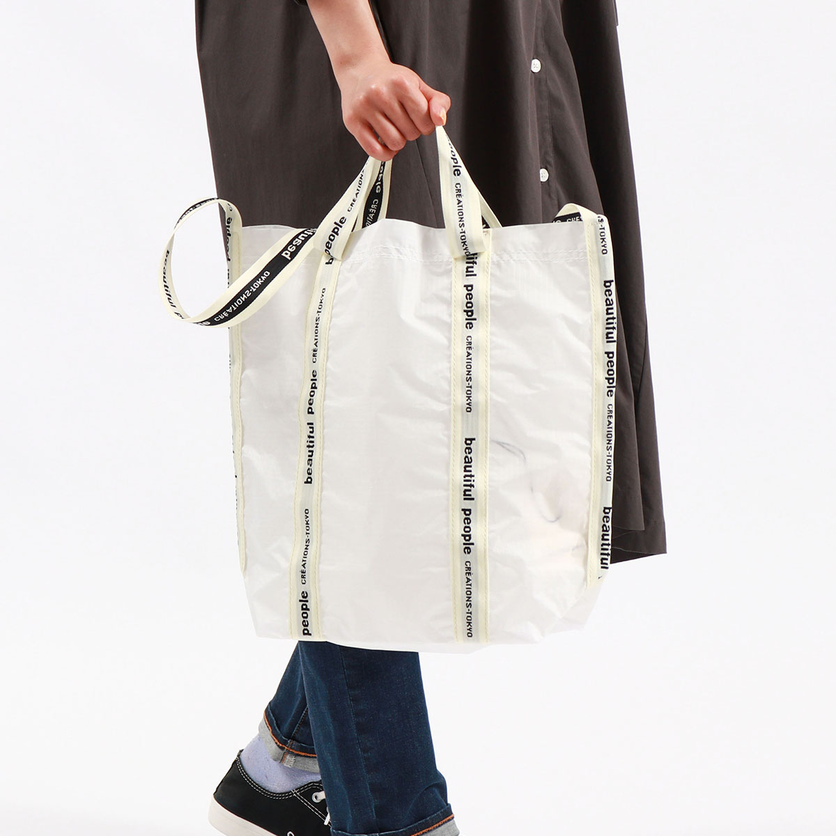 トートバッグ sail cloth logo tape shoulder bag ショルダートート ショルダー 肩掛け A4 2WAY 日本製 軽量 撥水 縦型 レディース 611935