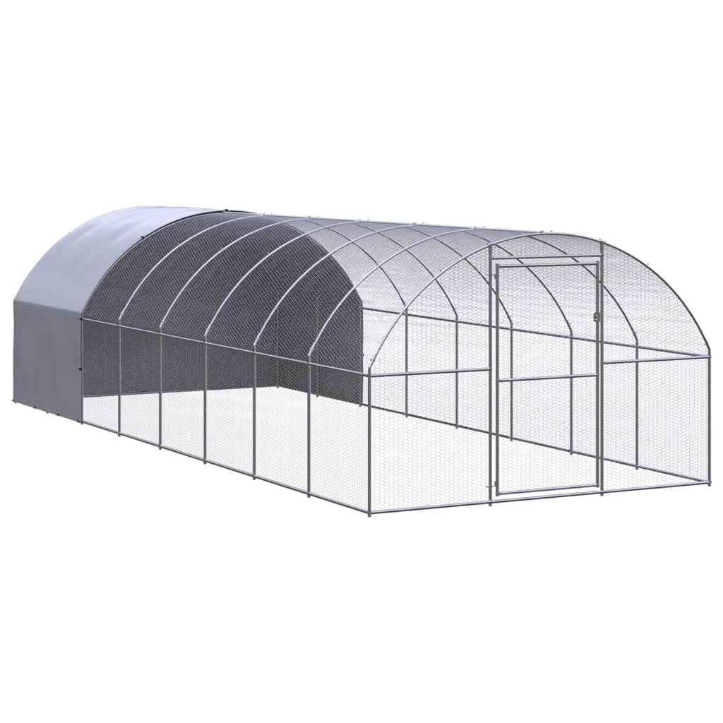 屋外鶏小屋 3x8x2 m 亜鉛メッキ鋼製