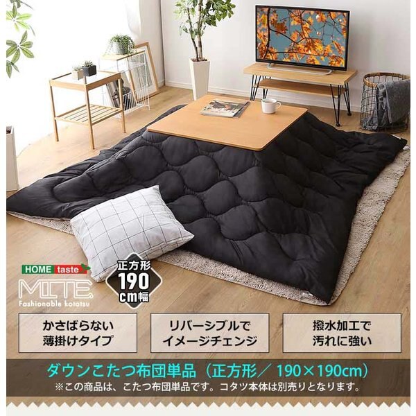 洗濯OKな薄掛けこたつ布団 正方形 190190cm 単品 mite ミーテ