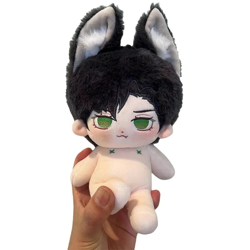 イケメン ぬいぐるみ 20cm 本体 無属性なし 黒い耳 緑の目 獣耳付け 着せ替え人形 日常服人形 韓国ファッション アイドル ぬいぐるみ用 ドールウェア ぬいぐるみ 20cm 服 靴 洋服