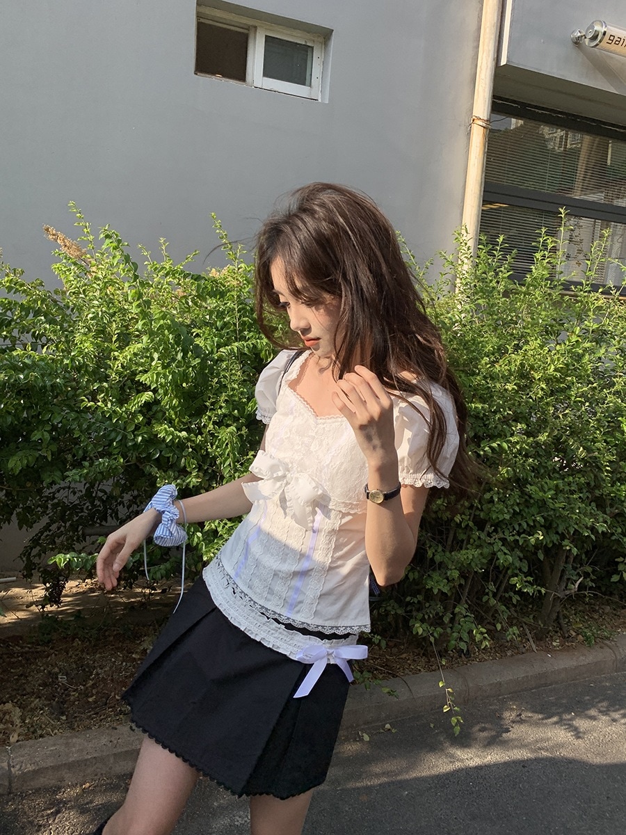 ヘビーインダストリアルスプライシングデザインボウスカートレディース夏ハイウエストヒップカバープリーツショートスカート