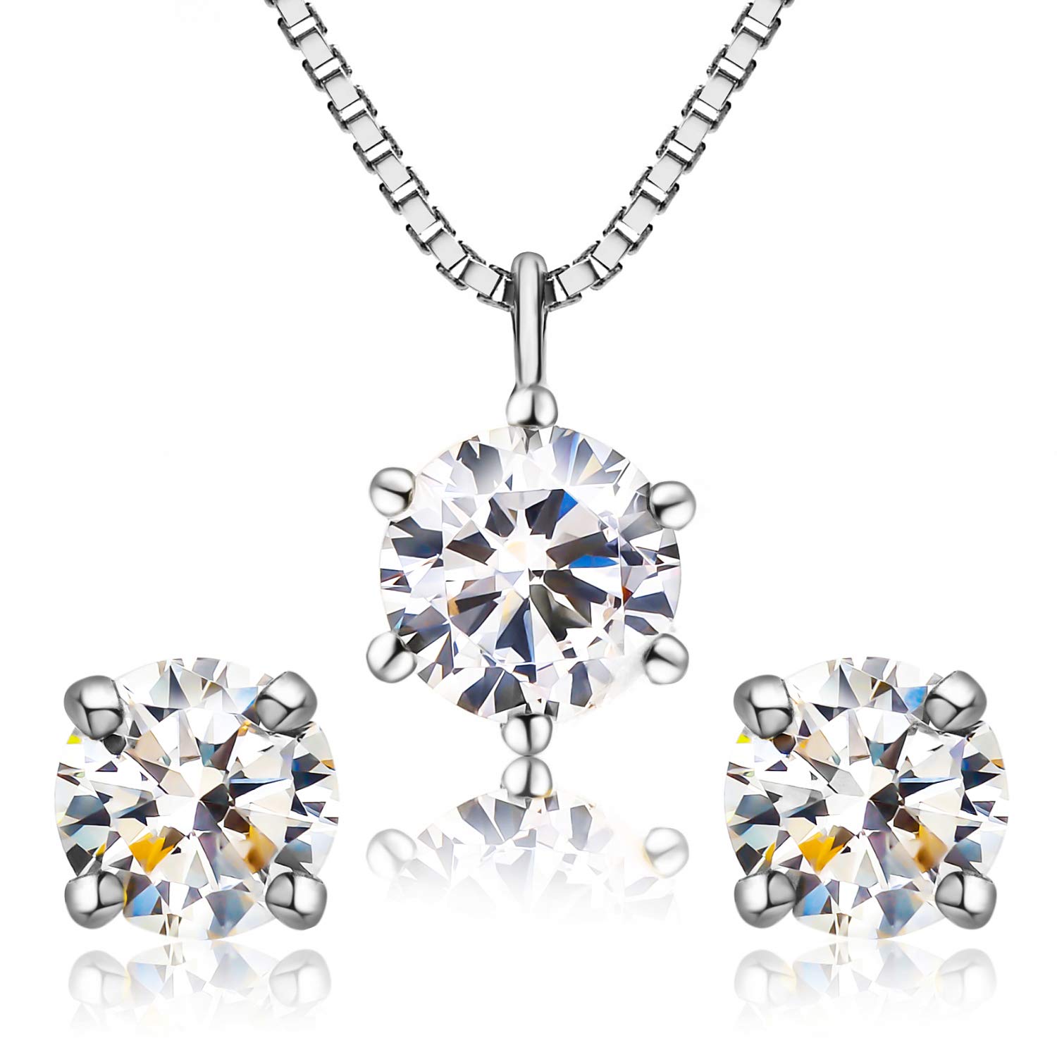 一粒 スワロフスキー レディース ネックレス ピアス プレゼント ギフト ラッピング セット 選べる2カラー (プラチナ（ネックレス＆ピアス）)