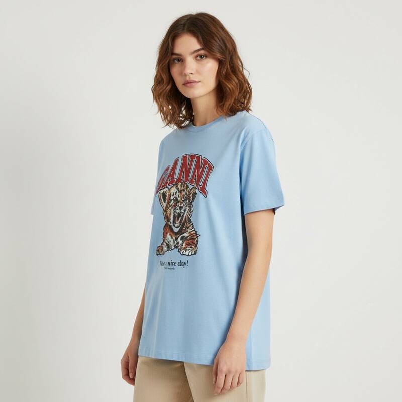 ガニ 26SS ベーシックジャージー タイガー リラックスフィット 半袖 レディースTシャツ T4007 745