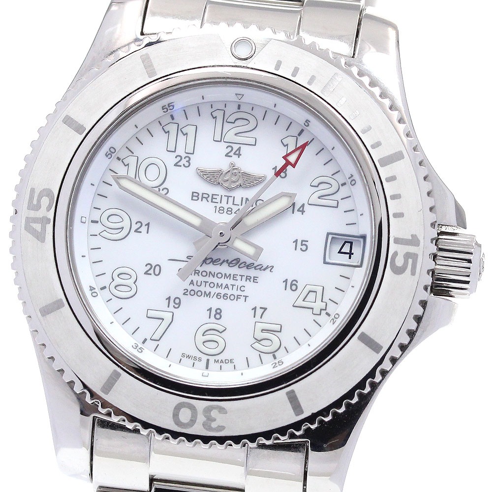 ブライトリング BREITLING A17312 スーパーオーシャンII 36 デイト 自動巻き レディース 保証書付き_870524【中古】