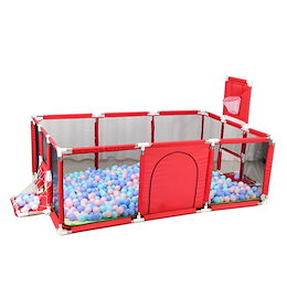 ベビーサークル ポータブル 大きいサイズ 子供 セーフティプレイヤード メッシュ バスケットボールフープ付き 折りたたみ 遊び場 安全グッズ(0ー6歳)
