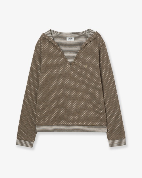 【AEAE】 HOODED HENLEY NECK TEE [KHAKI] 正規品