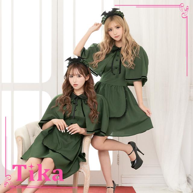 コスプレ 衣装 洋館メイド 3点セット メイド服 制服 仮装 コスプレ衣装 ウ メイドコスチューム セット カーキ