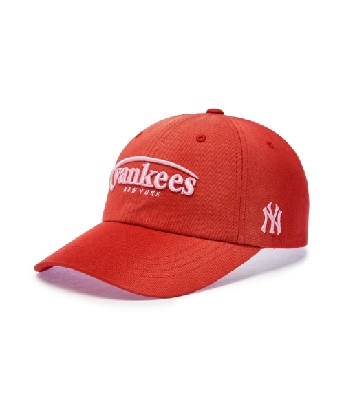【MLB】 VINTAGE WASHING CURVE LOGO UNSTRUCTURED BALL CAP NY D.RED キャップ 正規品