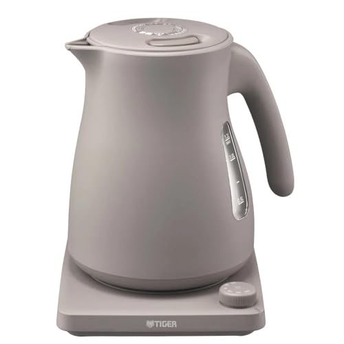 タイガー魔法瓶(TIGER) 電気ケトル 温度調節機能付き 湯沸かし コーヒードリップ 1.0L 転倒お湯漏れ防止 カラだき防止 蒸気レス グレ