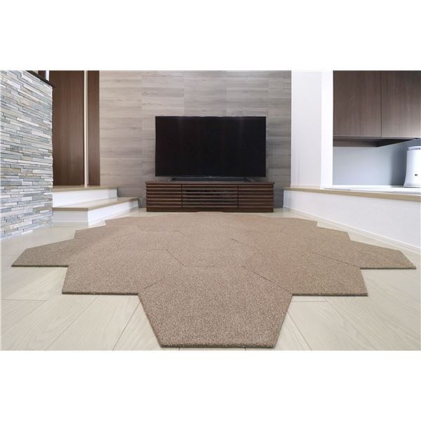 ラグタスタイルラグ タイルラグ ヘキサゴン BR ブラウン [約50x43cm／10枚セット]