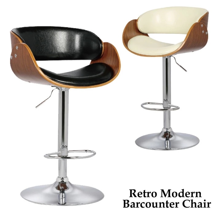 カウンターチェア PUレザー張り 昇降式 回転式 背もたれ付き ウレタンクッション座面 gt644