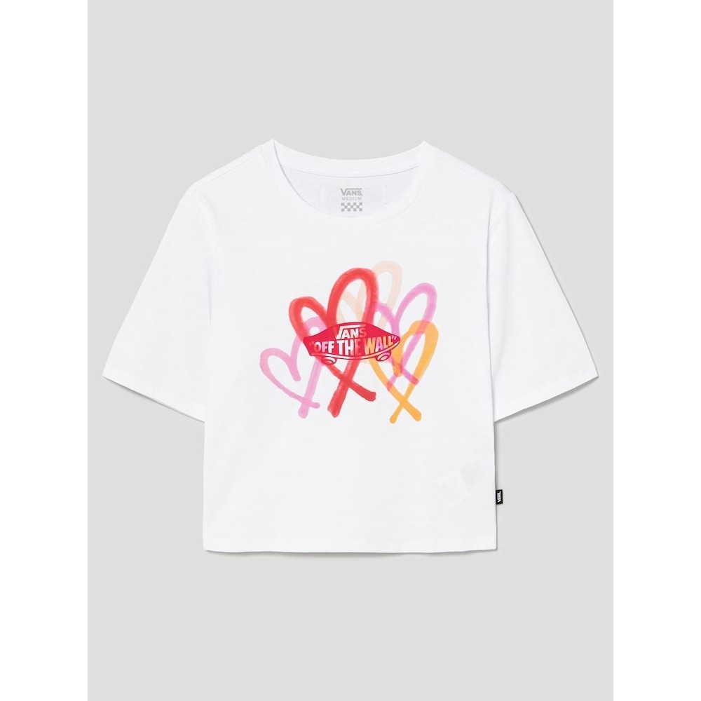（男女共用）ミュージアムビジター X バンズビッグハーツクロップド Tシャツ-ホワイト GM4542FV21
