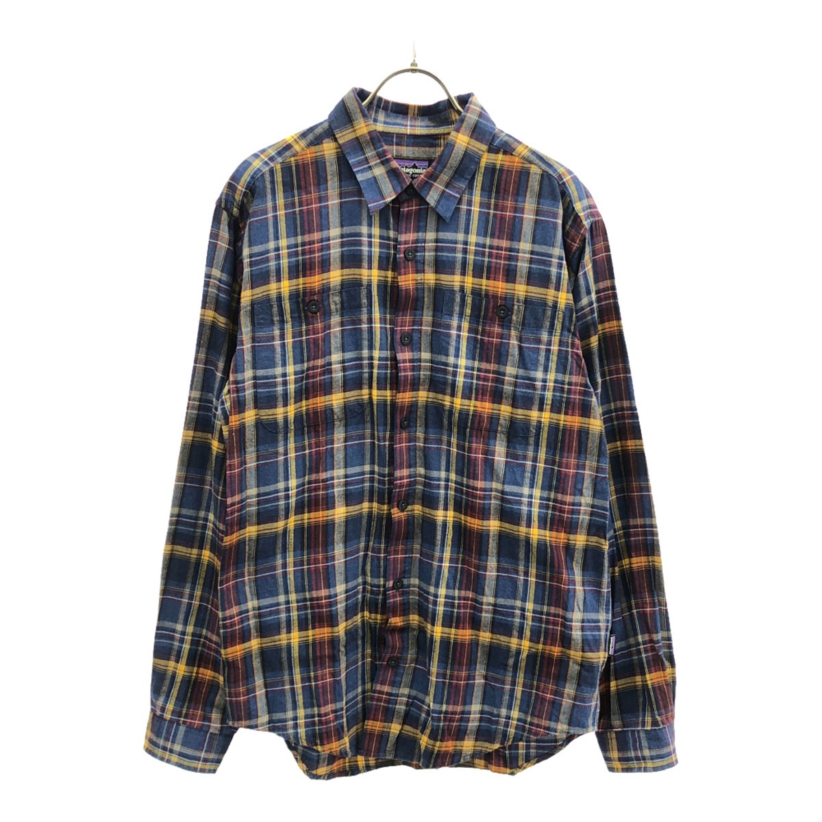 チェック柄 長袖 ピマ コットン シャツ S ブルー系 アウトドア 53837 メンズ 古着