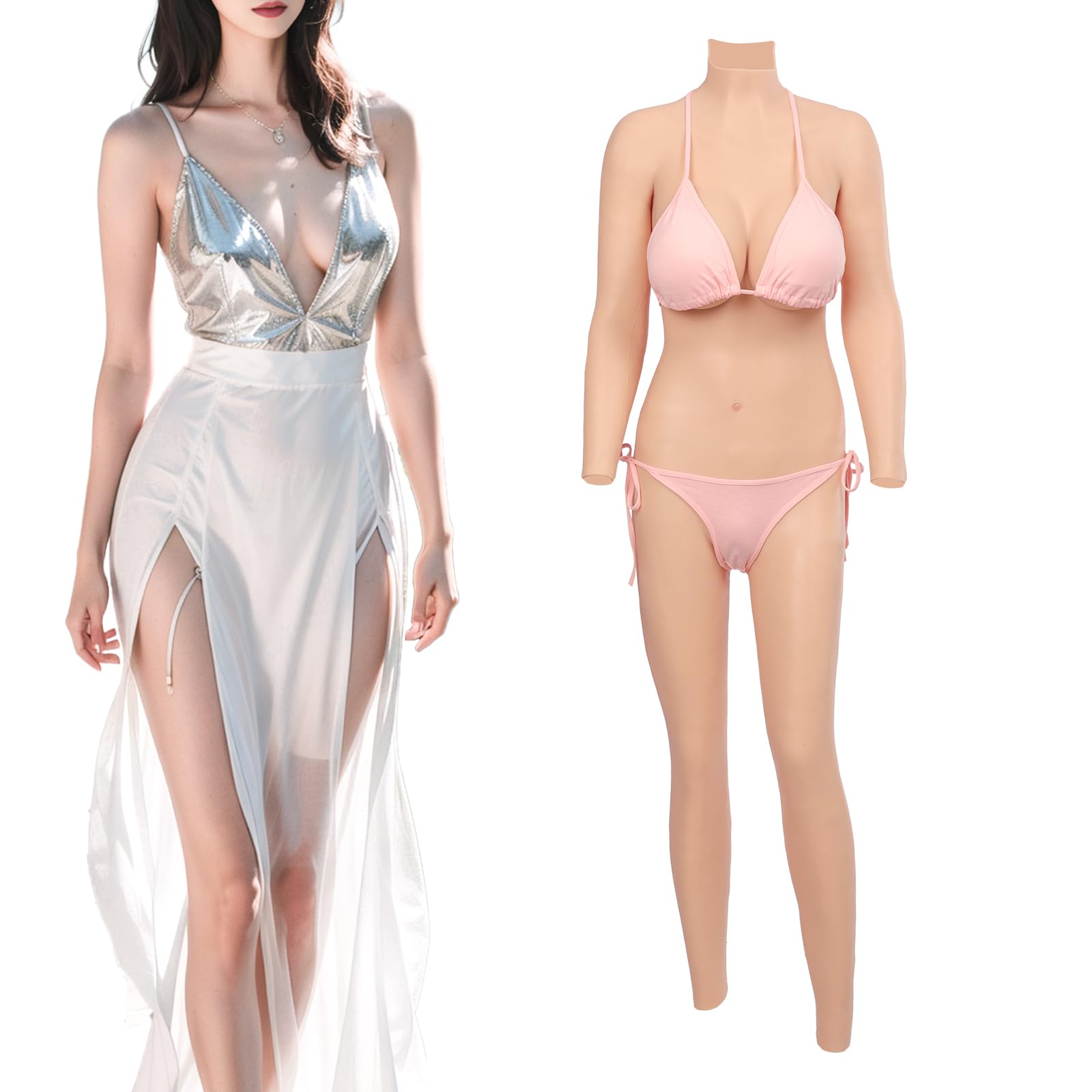 軽量版 シリコンスーツ シリコンバスト シリコンパンツ 液体シリコン充填 女装 コスプレ ボディースーツ 変装用 女性になる 男の娘 腕付き 挿入可能 28371