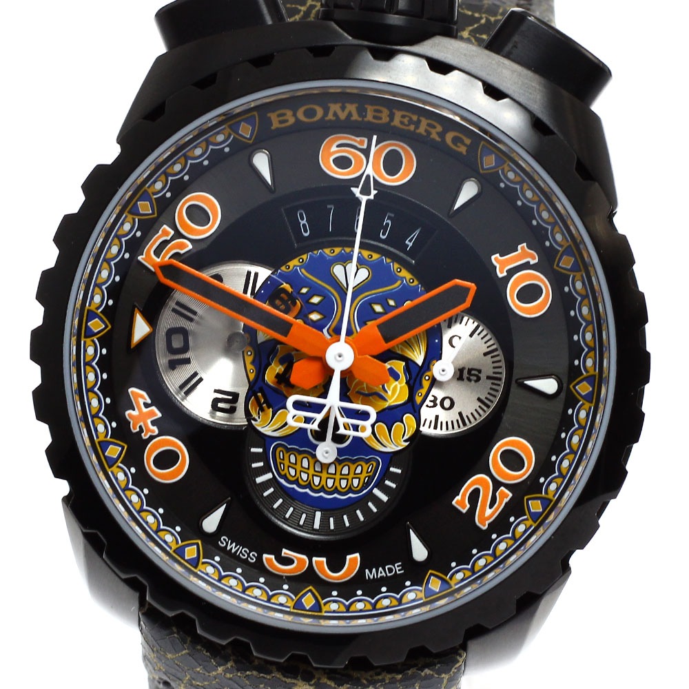 ボンバーグ BOMBERG BS45CHPBA.051.3 BOLT-68 ブルースカル クロノグラフ デイト クォーツ メンズ 未使用品 箱・保証書付き_881515【中古】