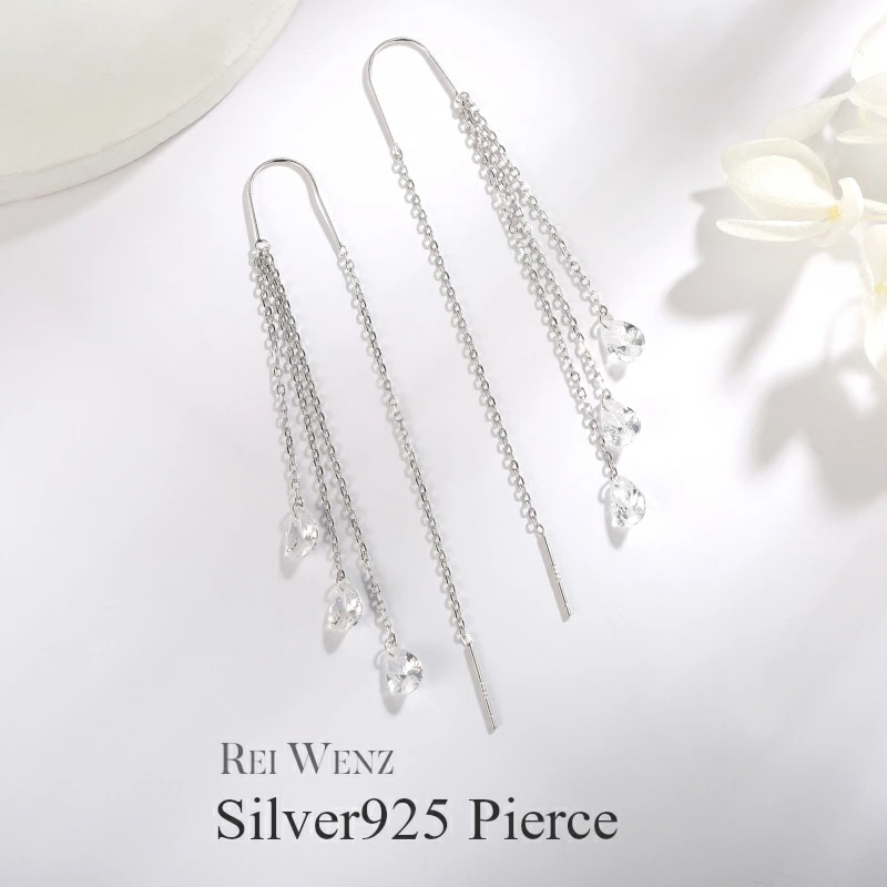【高品質Silver925】ピアスロング 揺れる ティアドロップ 雫 チェーン シルバー シンプル Silver925 レディース 女性 金属アレルギー プレゼント