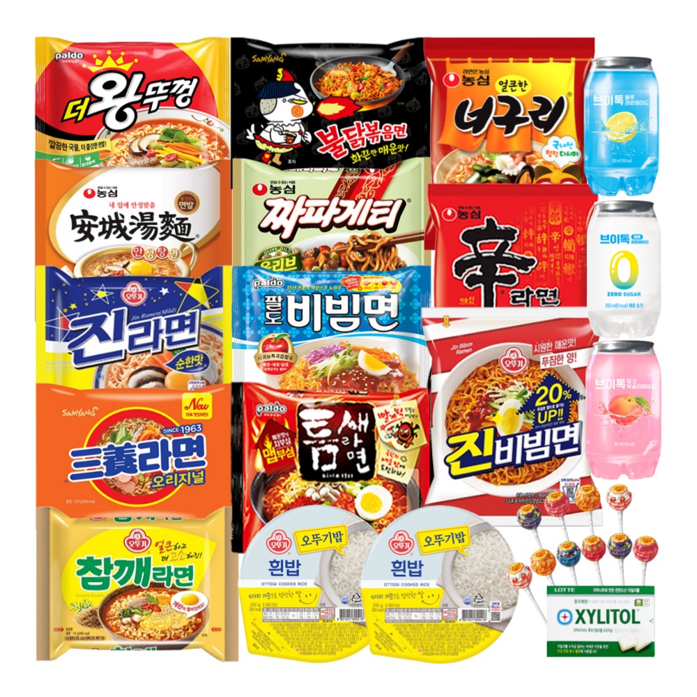 一緒にラーメン 12種 混合 28p オトゥギご飯 Vトーク 炭酸飲料 デザート(チュッパチャップス キシリトールガム)ビビン麺 すきまラーメン 王蓋ゴマラーメン ジンラーメン 辛ラーメン アンソンタ