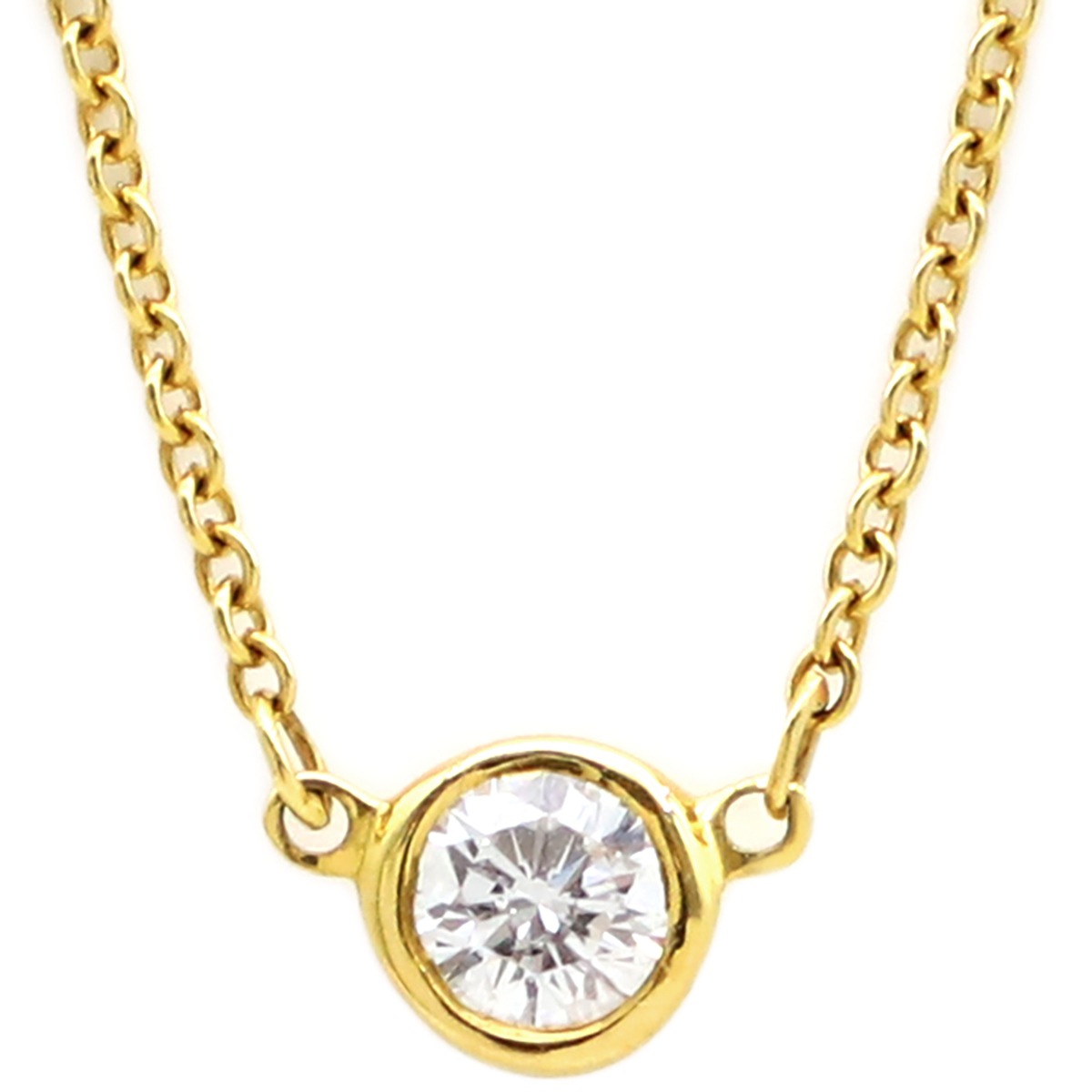 ティファニー Tiffany & Co ネックレス バイザヤード シングルダイヤモンド ペンダント K18YG ダイヤモンド イエローゴールド Au750 T&Co. 1石 エルサペレッティ 【中古】