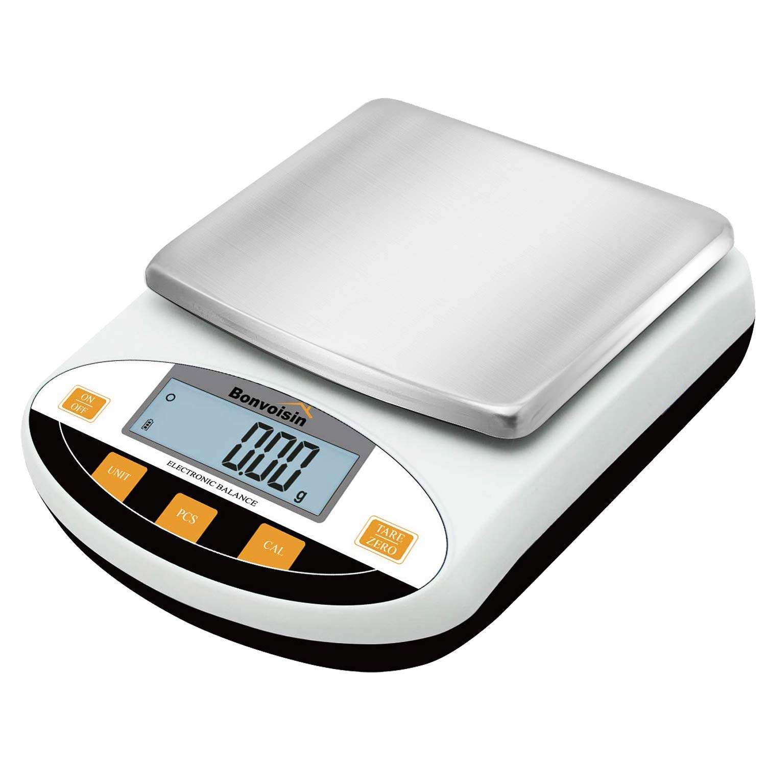Bonvoisin デジタルはかり 5000gx0.01g 精密電子はかり 10mg 高精度電子天びん 計量器 分析電子天秤 皿寸法:180*140mm 電池別売り 日本語取扱説明書あり 校正分銅なし