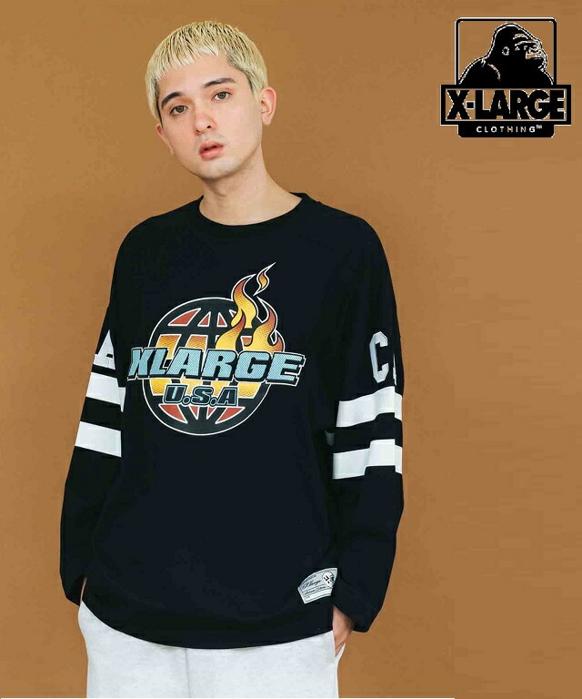 エクストララージ ロンT XLARGE STRIPED FOOTBALL SHIRT フットボールシャツ グラフィック カットソー トップス 人気 定番 贈り物 プレゼント 101231013002