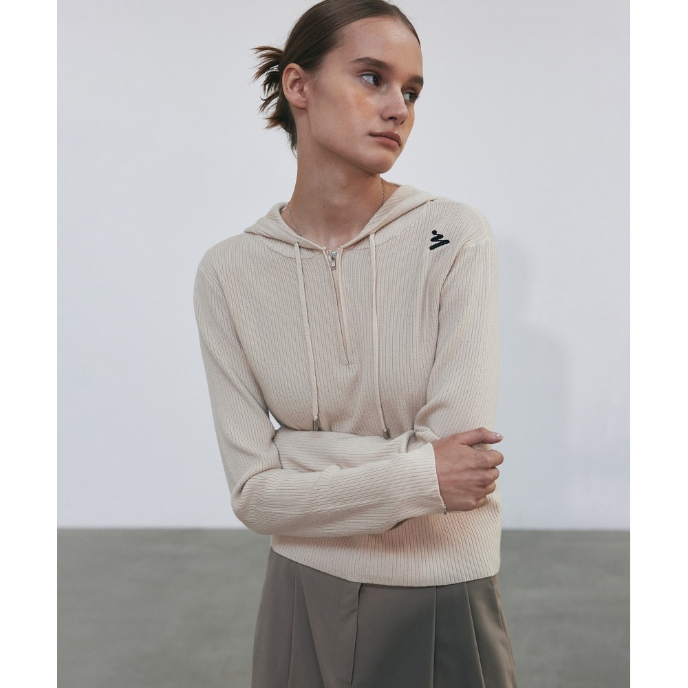 ニック&ニコールハーフジップアップスリム LS パーカー_ベージュ 8,040円