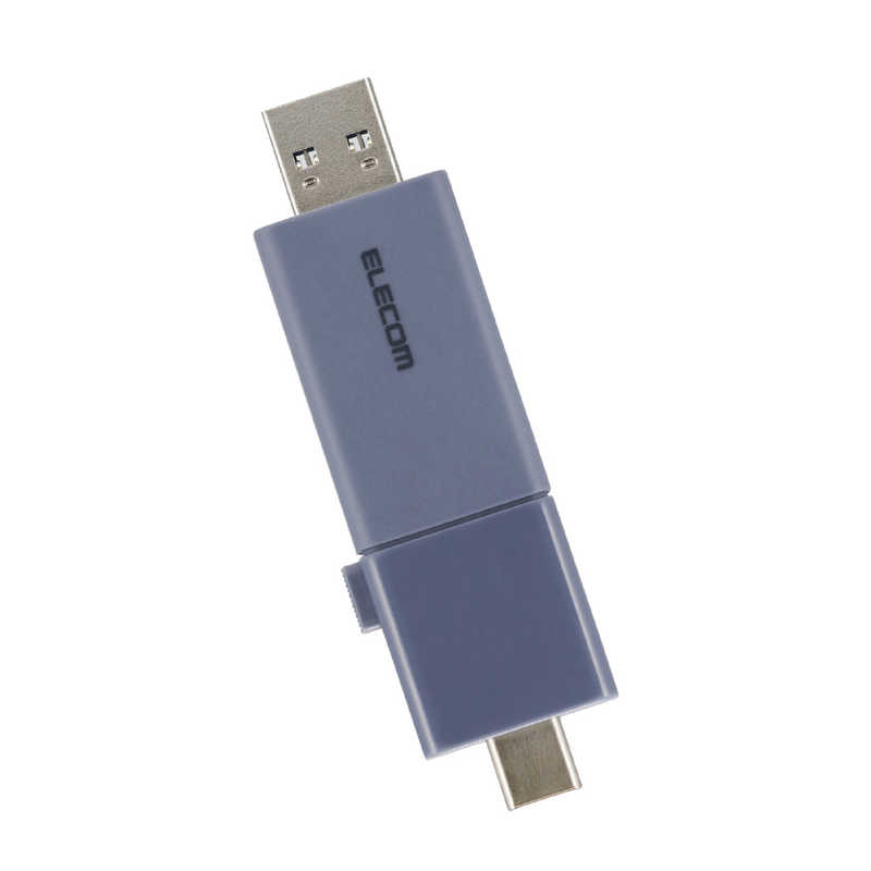USBメモリ 128GB USB3.2 Gen1 USB Type-C / USB-A 両対応 スライド式 高速データ転送 セキュリティソフト使用可 ブルー　MF-WSAU3128GBU