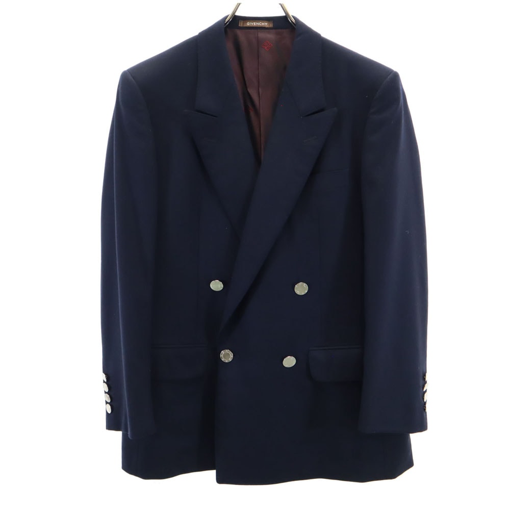 90s ウール オールド 長袖 テーラードジャケット ネイビー ダブルボタン メンズ