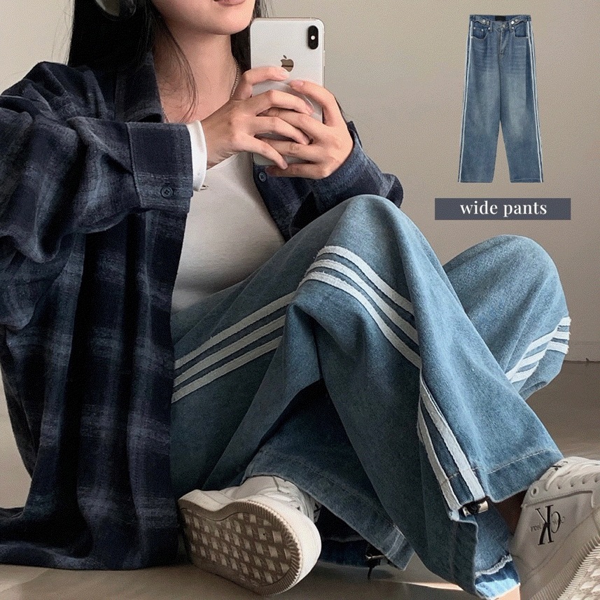 レンディ 三本ライン ジョガー&ワイド デニム パンツ - pt 4,761円