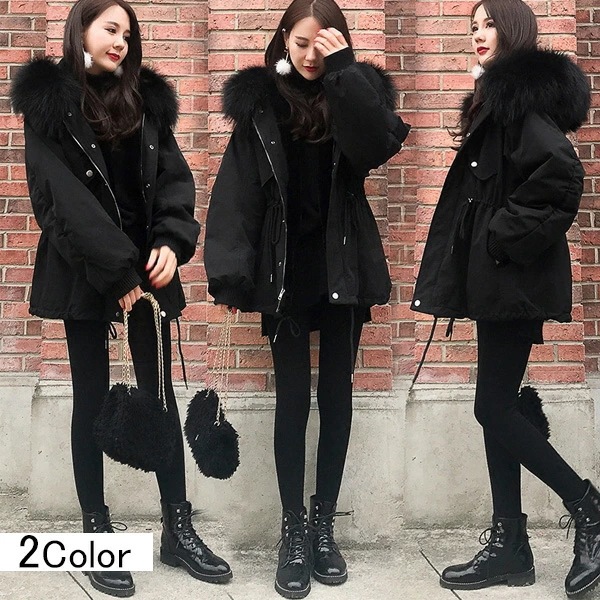 モッズコート レディース 中綿コート ロング丈 レディース 綿入りコート 中綿ジャケット 冬 防寒コート フード付きコート フェイクファー ウエストリボン カジュアル 大きいサイズ S/M/L/XL