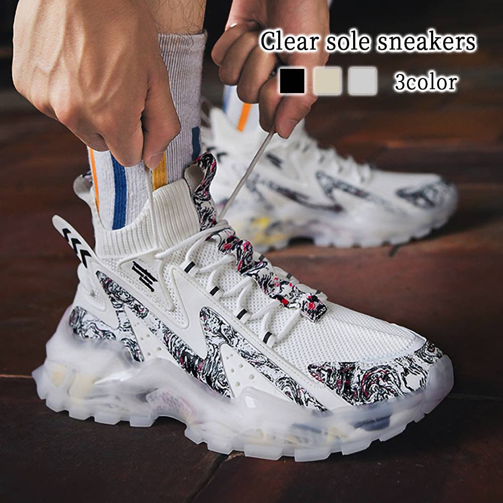 スニーカー メンズ クリアソールスニーカー 秋 シークレットシューズ ブラック 軽量 かかとなし 赤 厚底 白 靴 夏 マジック 高い ホワイト 冬 黒 4E ハイカット 結ばない 春 ウォーキング